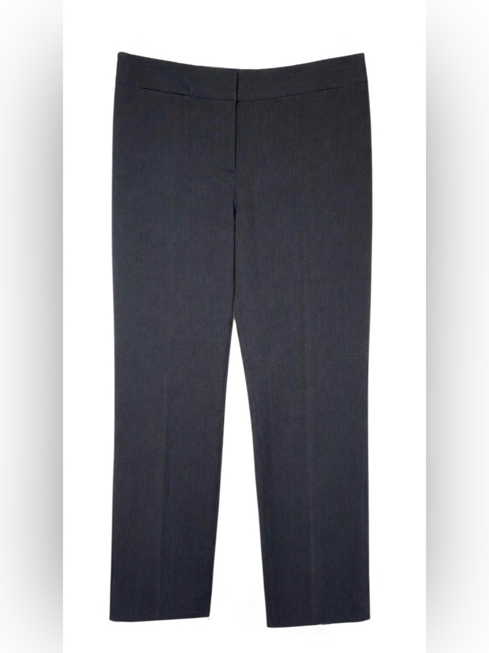 Chicos Pinstriped (Dark Charcoal Grey/Burgundy) Flat Front Straight Leg Size 1.5